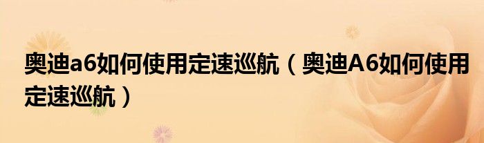 奥迪a6如何使用定速巡航（奥迪A6如何使用定速巡航）