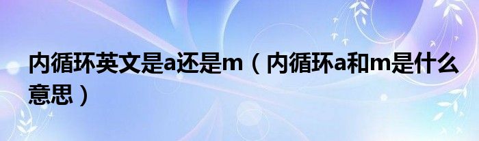 内循环英文是a还是m（内循环a和m是什么意思）