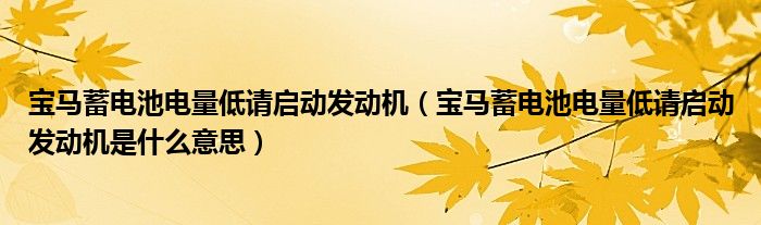 宝马蓄电池电量低请启动发动机（宝马蓄电池电量低请启动发动机是什么意思）