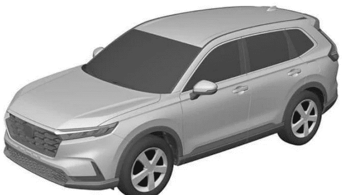3月2日2023年本田CRV专利图片显示了SUV的前部和侧部