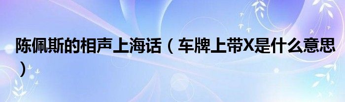 陈佩斯的相声上海话（车牌上带X是什么意思）