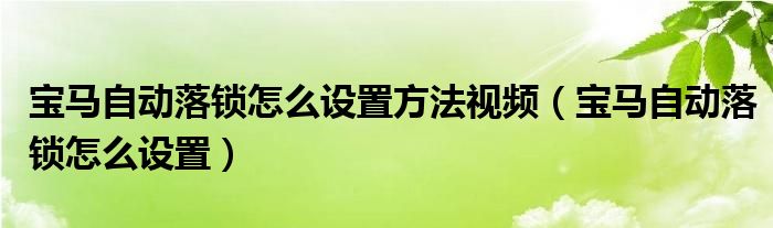 宝马自动落锁怎么设置方法视频（宝马自动落锁怎么设置）