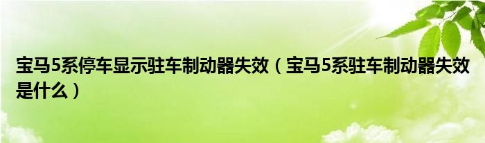 宝马5系停车显示驻车制动器失效（宝马5系驻车制动器失效是什么）