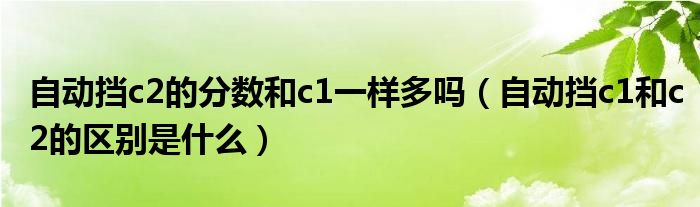 自动挡c2的分数和c1一样多吗（自动挡c1和c2的区别是什么）