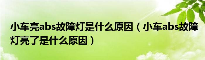 小车亮abs故障灯是什么原因（小车abs故障灯亮了是什么原因）