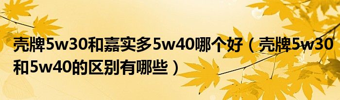 壳牌5w30和嘉实多5w40哪个好（壳牌5w30和5w40的区别有哪些）