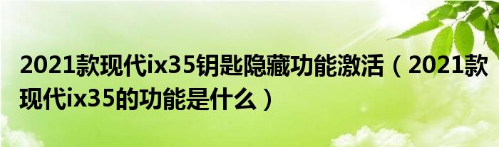 2021款现代ix35钥匙隐藏功能激活（2021款现代ix35的功能是什么）