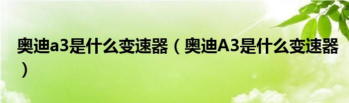 奥迪a3是什么变速器（奥迪A3是什么变速器）