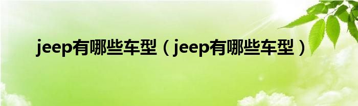 jeep有哪些车型（jeep有哪些车型）