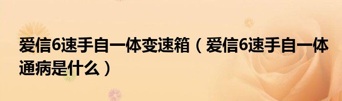 爱信6速手自一体变速箱（爱信6速手自一体通病是什么）