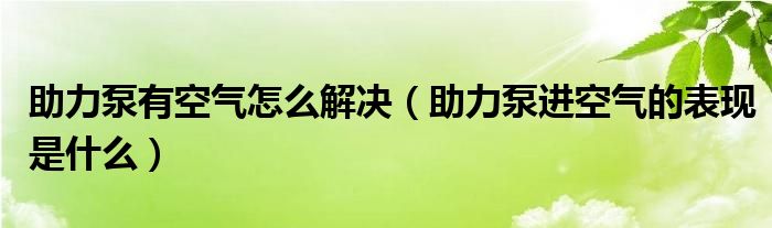 助力泵有空气怎么解决（助力泵进空气的表现是什么）