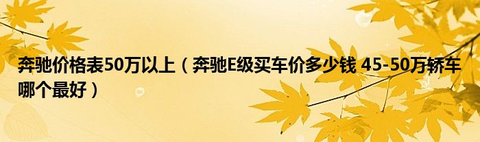 奔驰价格表50万以上（奔驰E级买车价多少钱 45-50万轿车哪个最好）