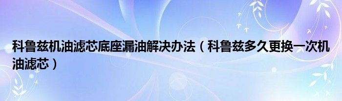 科鲁兹机油滤芯底座漏油解决办法（科鲁兹多久更换一次机油滤芯）