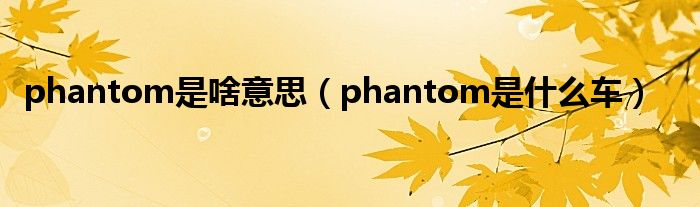 phantom是啥意思（phantom是什么车）