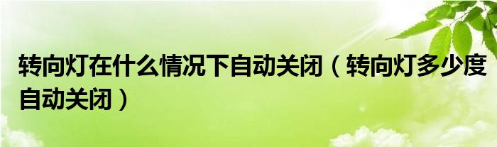 转向灯在什么情况下自动关闭（转向灯多少度自动关闭）