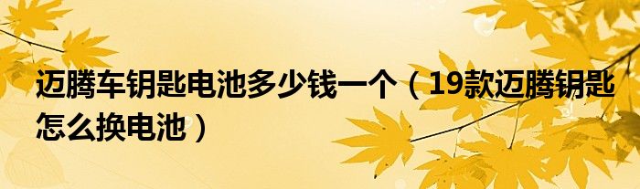 迈腾车钥匙电池多少钱一个（19款迈腾钥匙怎么换电池）