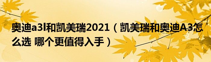 奥迪a3l和凯美瑞2021（凯美瑞和奥迪A3怎么选 哪个更值得入手）