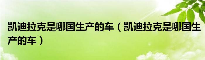 凯迪拉克是哪国生产的车（凯迪拉克是哪国生产的车）