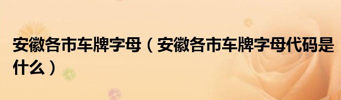 安徽各市车牌字母（安徽各市车牌字母代码是什么）