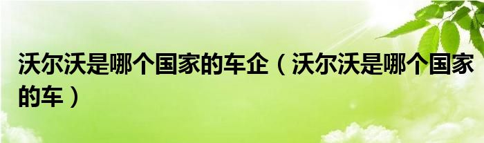 沃尔沃是哪个国家的车企（沃尔沃是哪个国家的车）