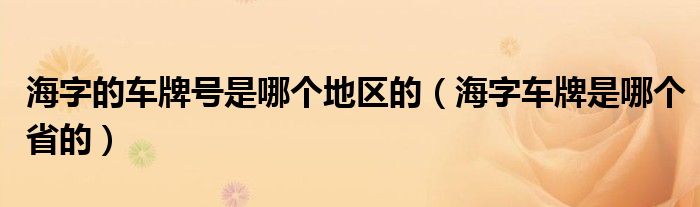 海字的车牌号是哪个地区的（海字车牌是哪个省的）