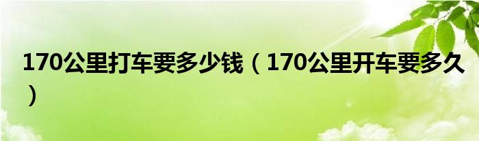 170公里打车要多少钱（170公里开车要多久）