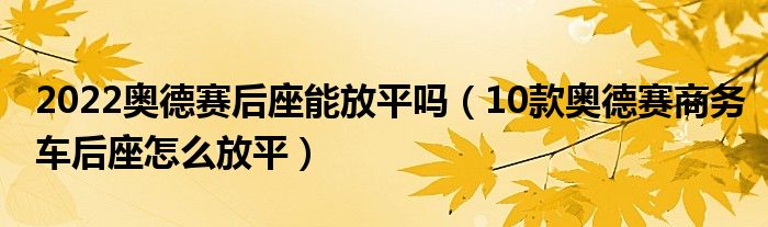 2022奥德赛后座能放平吗（10款奥德赛商务车后座怎么放平）