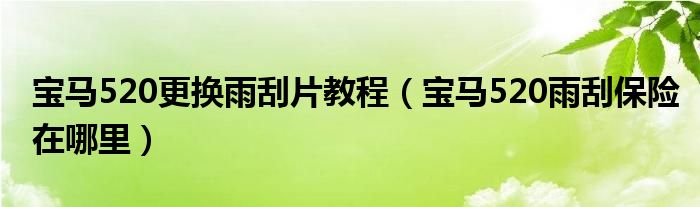 宝马520更换雨刮片教程（宝马520雨刮保险在哪里）