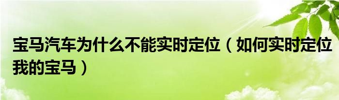 宝马汽车为什么不能实时定位（如何实时定位我的宝马）