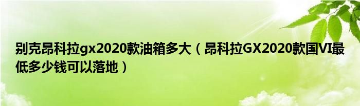 别克昂科拉gx2020款油箱多大（昂科拉GX2020款国VI最低多少钱可以落地）