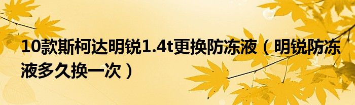 10款斯柯达明锐1.4t更换防冻液（明锐防冻液多久换一次）