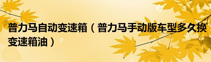 普力马自动变速箱（普力马手动版车型多久换变速箱油）