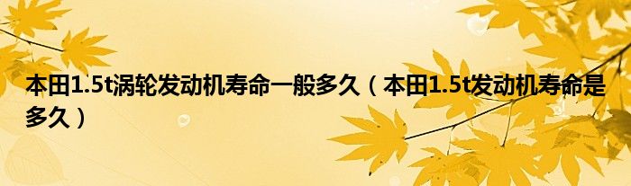 本田1.5t涡轮发动机寿命一般多久（本田1.5t发动机寿命是多久）