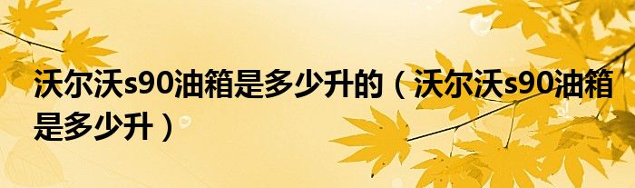 沃尔沃s90油箱是多少升的（沃尔沃s90油箱是多少升）