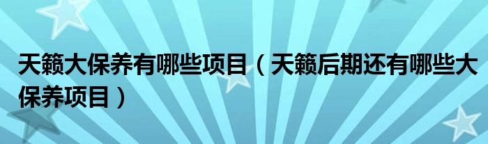 天籁大保养有哪些项目（天籁后期还有哪些大保养项目）