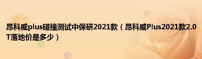 昂科威plus碰撞测试中保研2021款（昂科威Plus2021款2.0T落地价是多少）