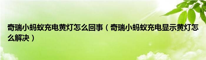 奇瑞小蚂蚁充电黄灯怎么回事（奇瑞小蚂蚁充电显示黄灯怎么解决）