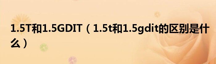 1.5T和1.5GDIT（1.5t和1.5gdit的区别是什么）