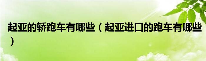 起亚的轿跑车有哪些（起亚进口的跑车有哪些）