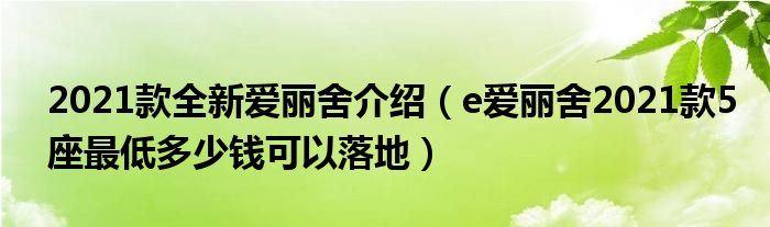 2021款全新爱丽舍介绍（e爱丽舍2021款5座最低多少钱可以落地）