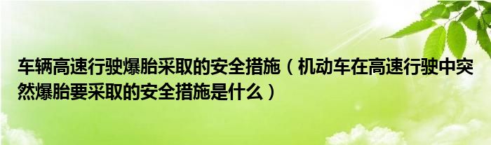 车辆高速行驶爆胎采取的安全措施（机动车在高速行驶中突然爆胎要采取的安全措施是什么）